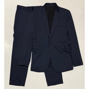 XSuit 3.0 Mens Navy Blue Performance Stretch Suit Blazer Sz 42 Pants Sz 34X27